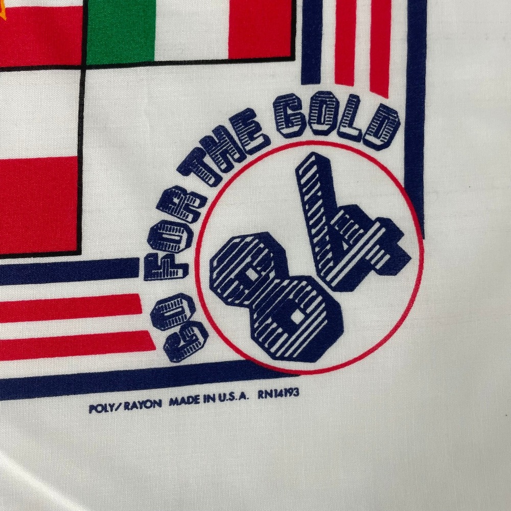 Vintage Olympic Bandana 1984 NWT Flags Los Angeles USA Go For The Gold Scarf - Picture 8 of 9